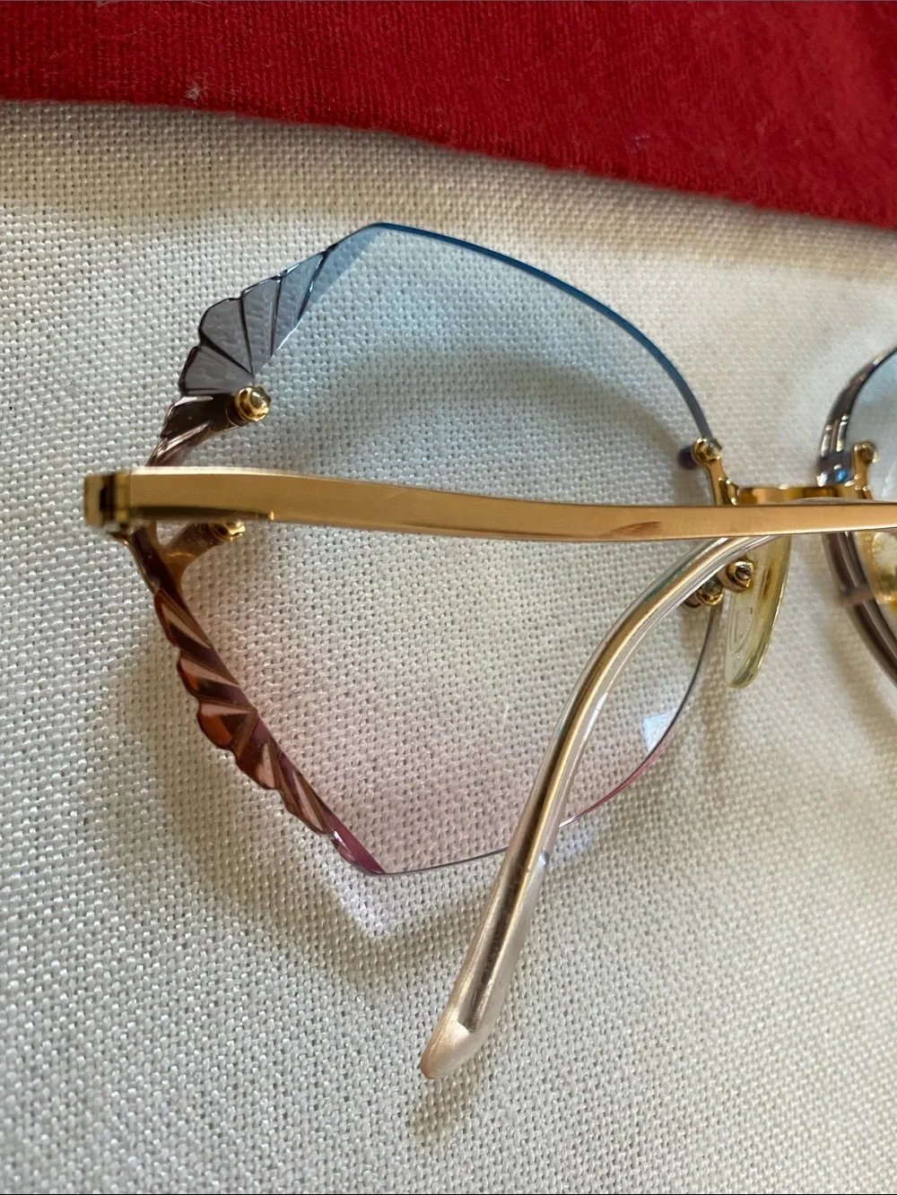 France Gold GEP 22 KTS Multi Facets Blue To Pink Graduated Lenses Rx Glasses